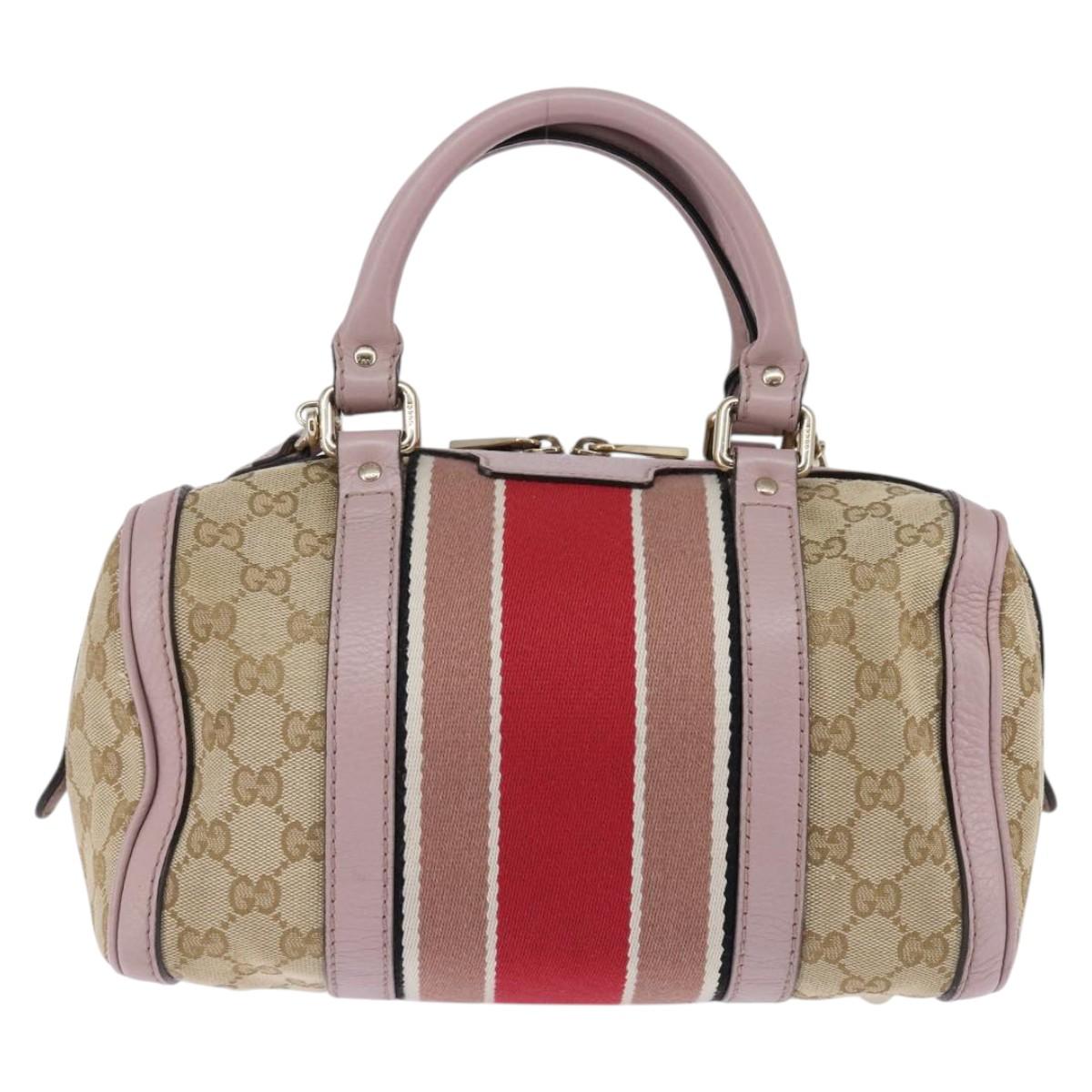 GUCCI GG Canvas Boston Bag 2way Beige Gold 269876 Auth 145953