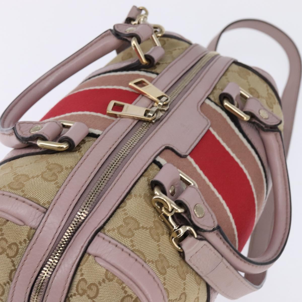 GUCCI GG Canvas Boston Bag 2way Beige Gold 269876 Auth 145953
