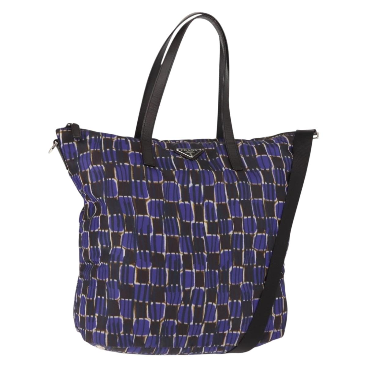 PRADA Tote Bag Nylon 2way Purple Silver Auth 145955