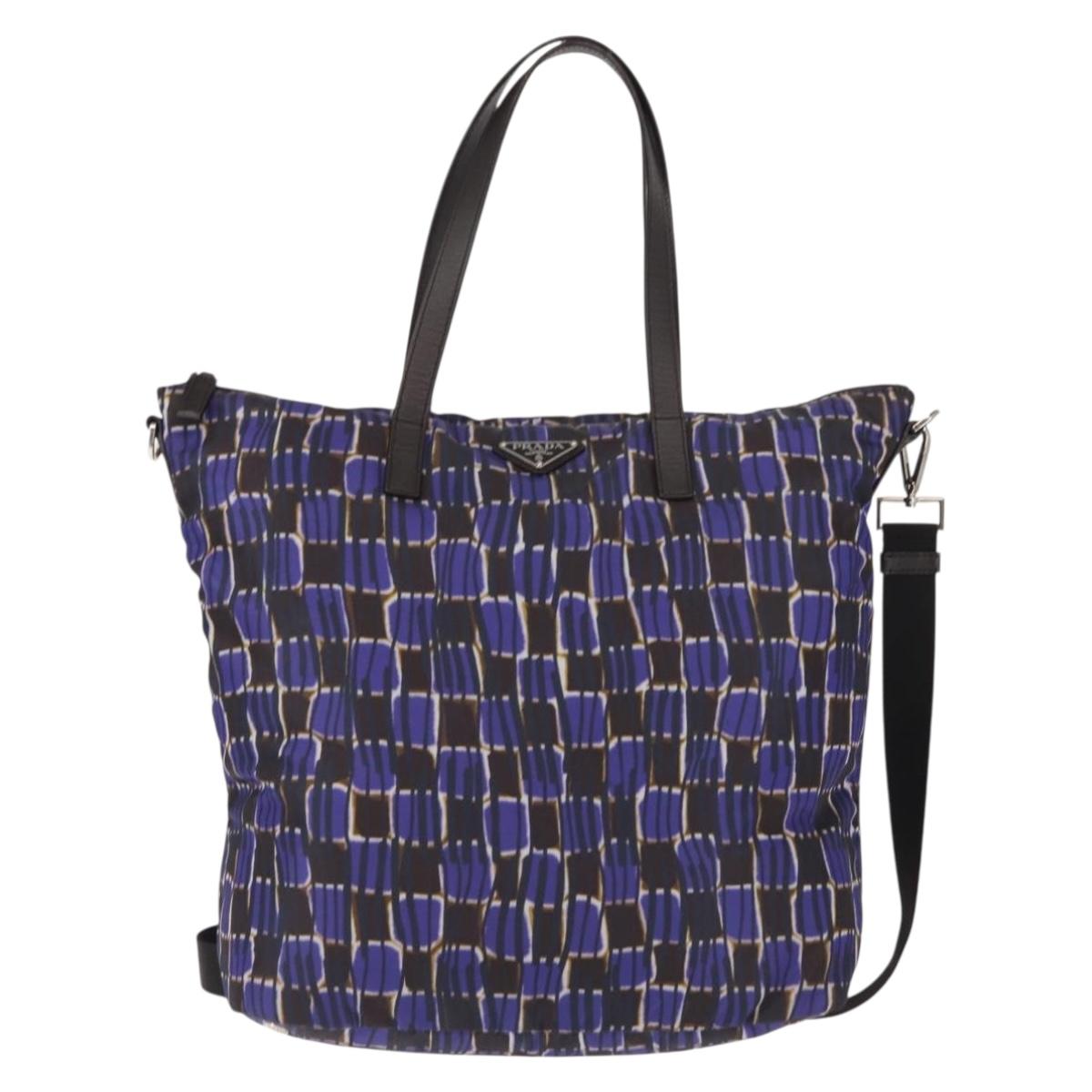 PRADA Tote Bag Nylon 2way Purple Silver Auth 145955