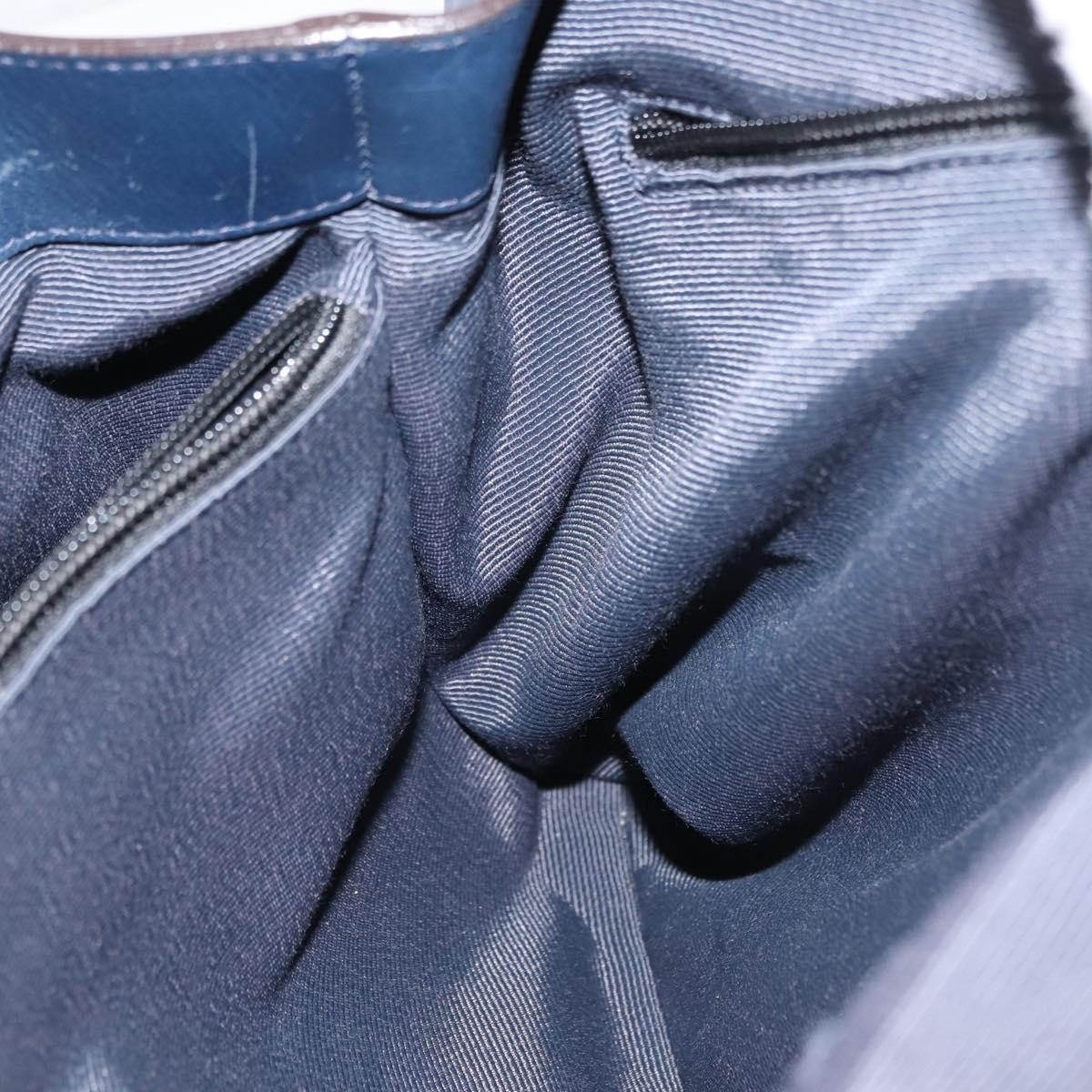 Salvatore Ferragamo Vala Tote Bag Leather Navy Gold Auth 145957