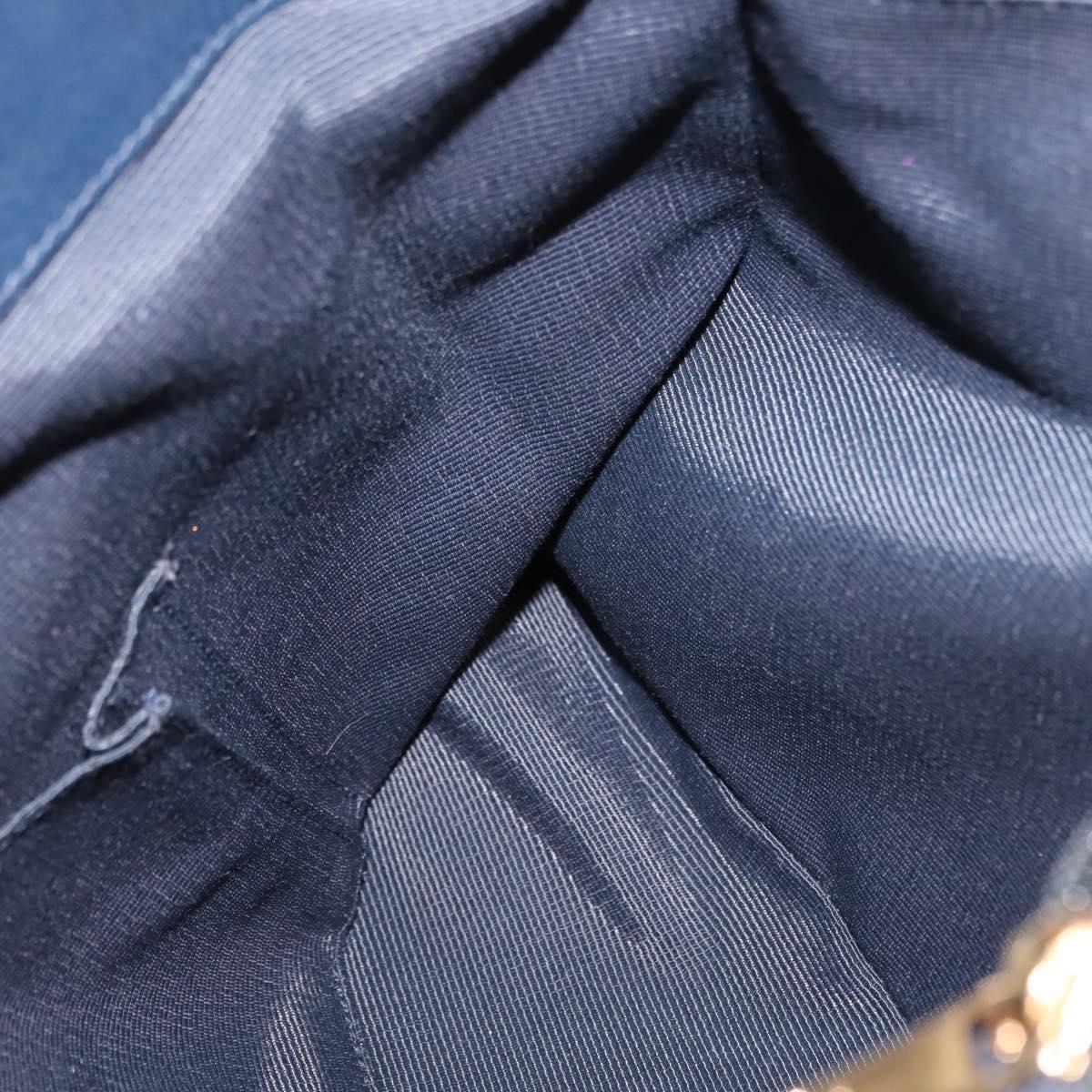 Salvatore Ferragamo Vala Tote Bag Leather Navy Gold Auth 145957