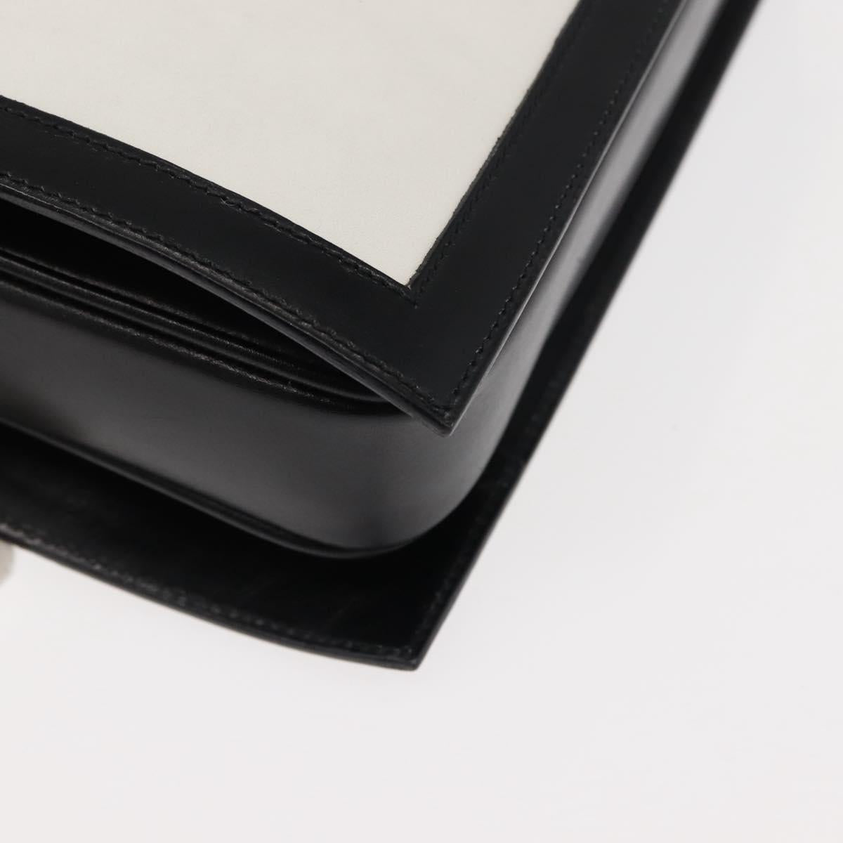 CELINE Hand Bag Leather White Silver Auth 145959