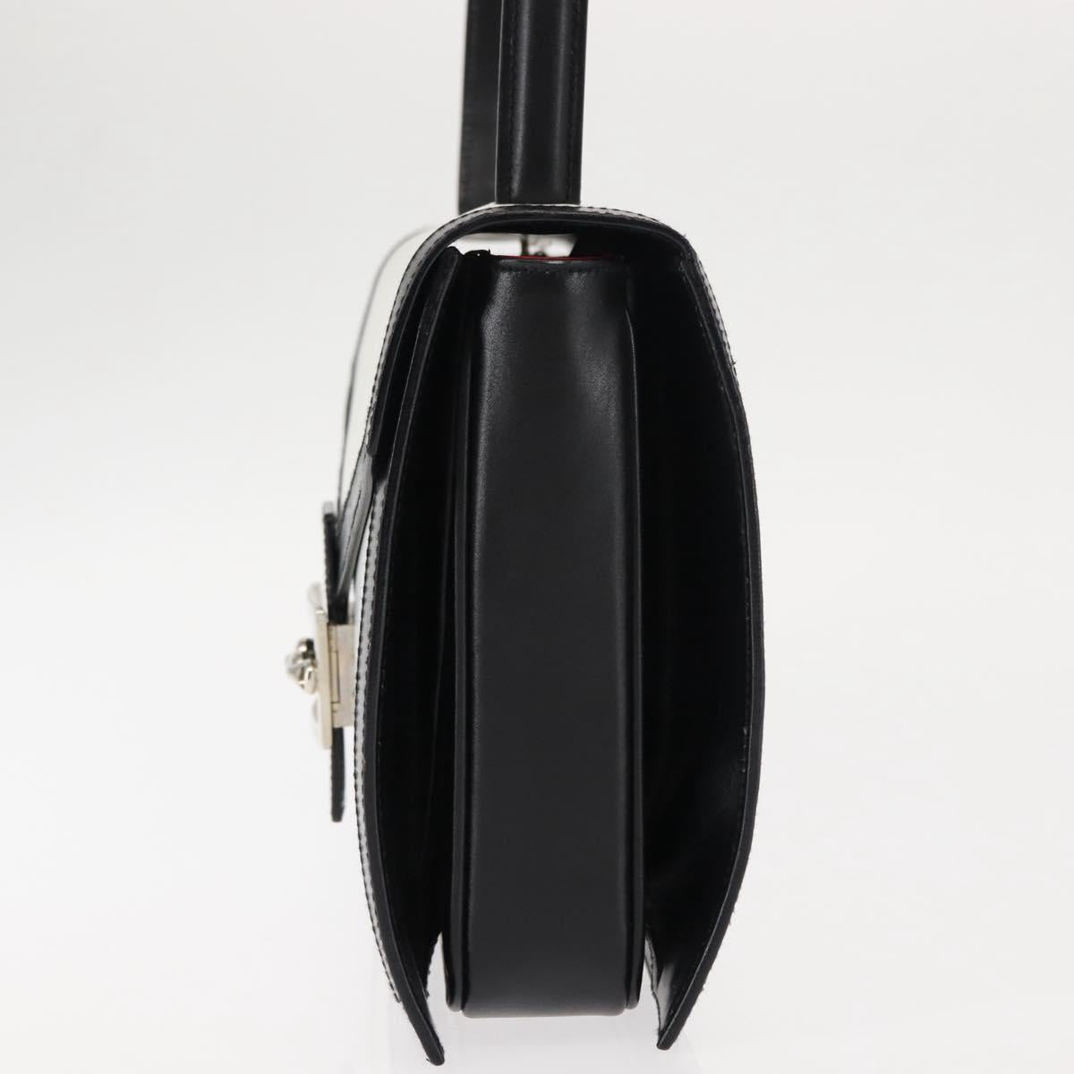 CELINE Hand Bag Leather White Silver Auth 145959