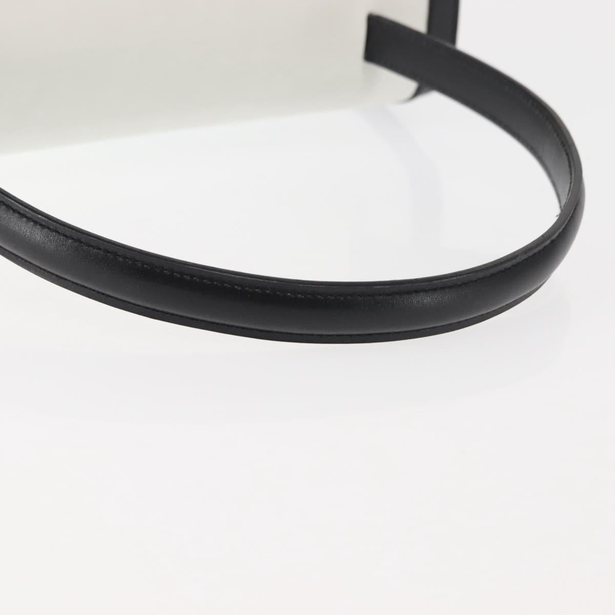 CELINE Hand Bag Leather White Silver Auth 145959