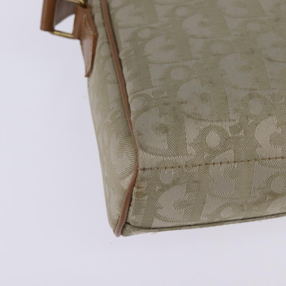 Christian Dior Trotter Canvas Shoulder Bag Gold Beige Auth 145961