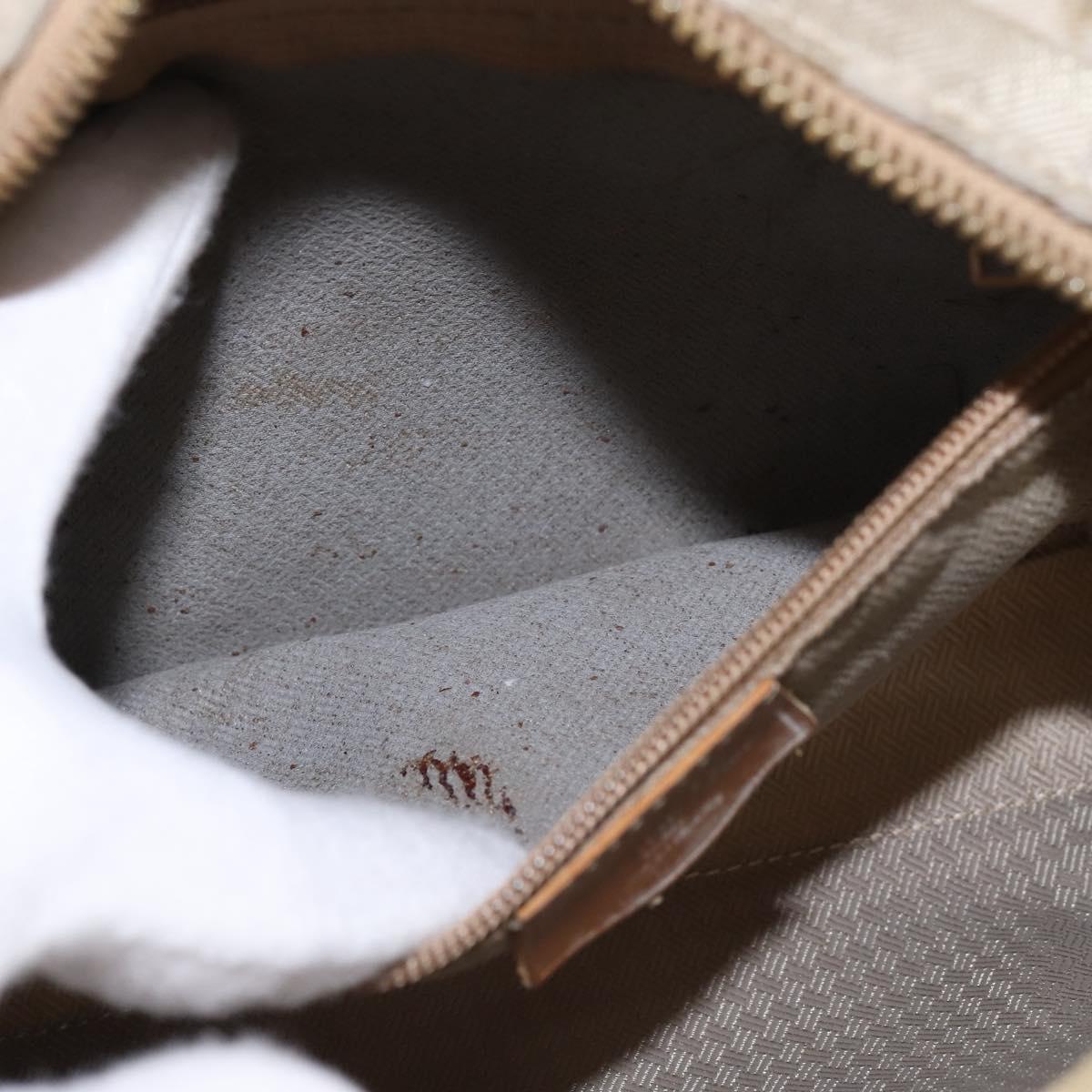 Christian Dior Trotter Canvas Shoulder Bag Gold Beige Auth 145961