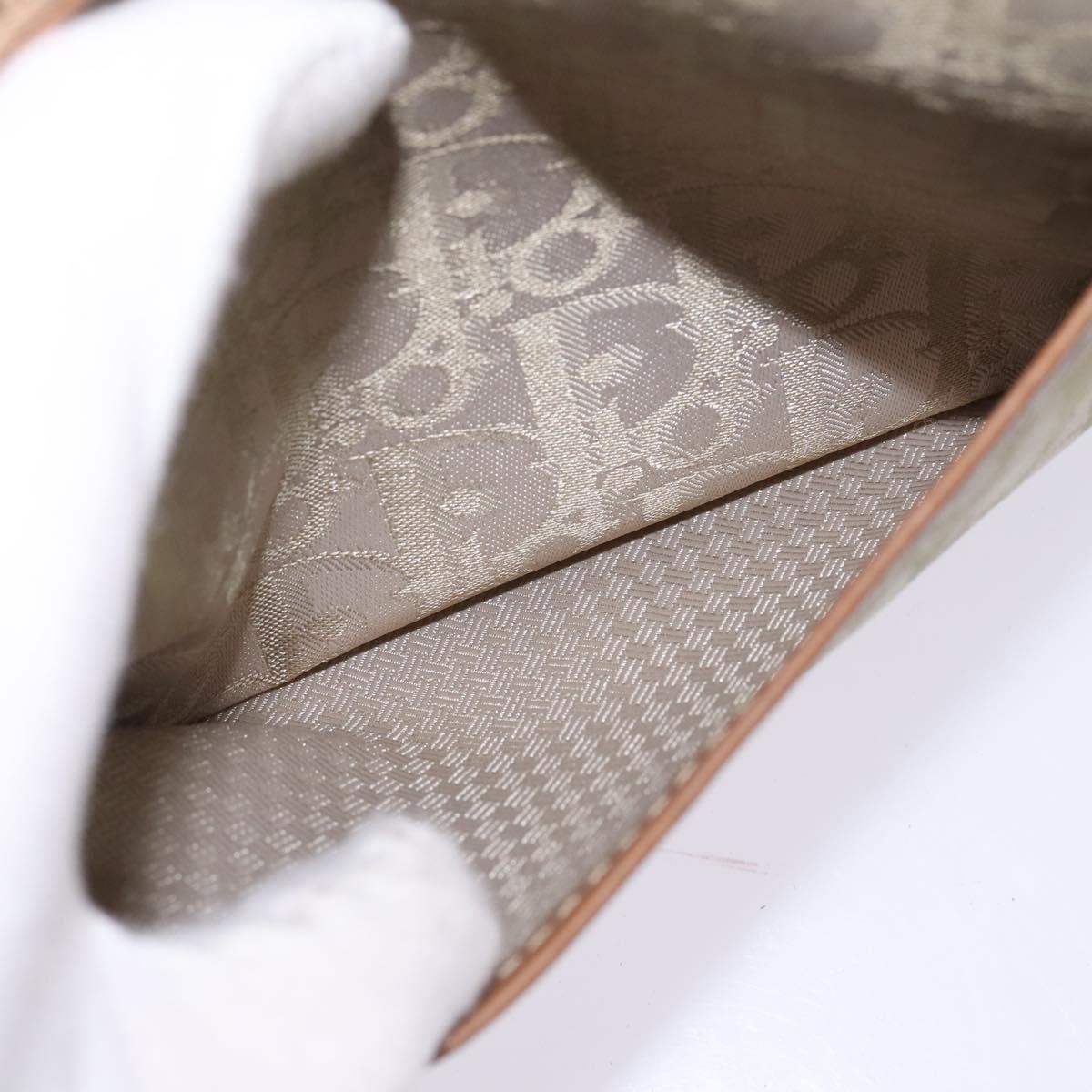 Christian Dior Trotter Canvas Shoulder Bag Gold Beige Auth 145961