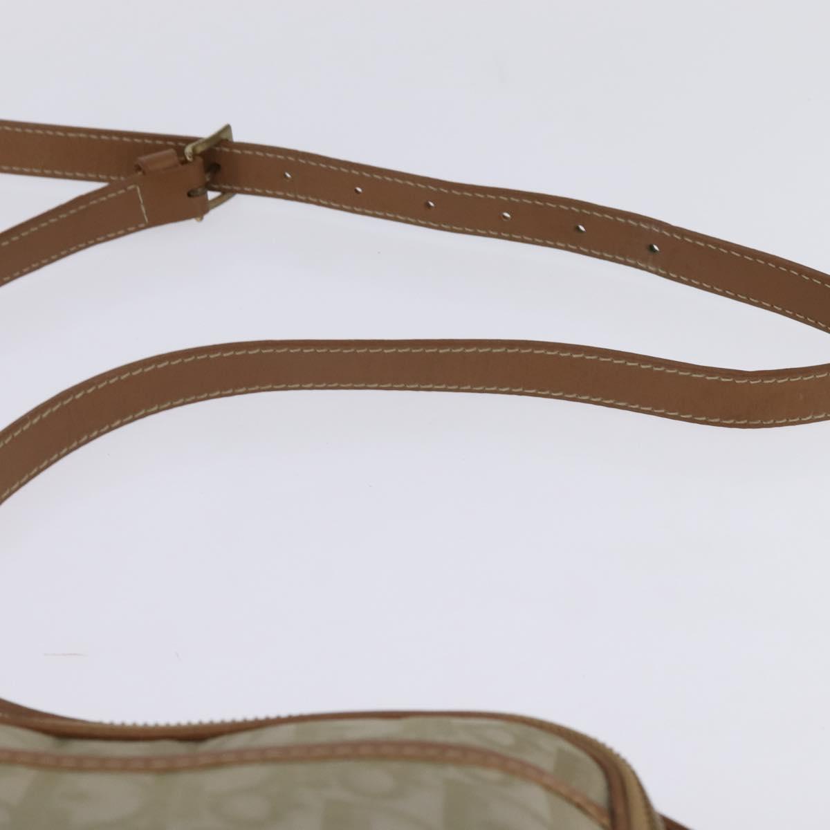 Christian Dior Trotter Canvas Shoulder Bag Gold Beige Auth 145961