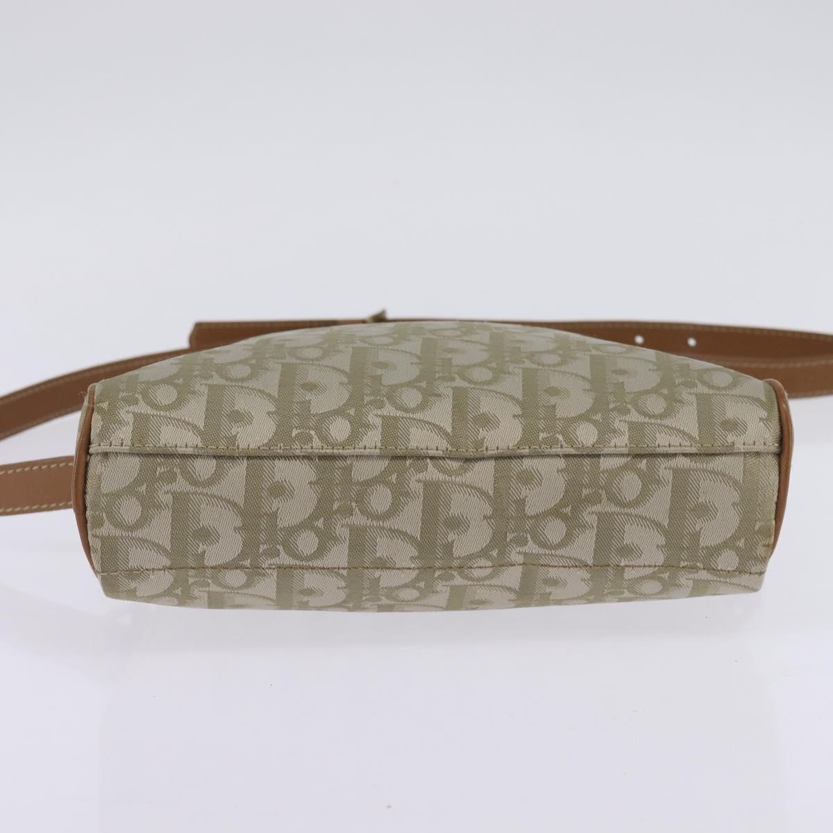 Christian Dior Trotter Canvas Shoulder Bag Gold Beige Auth 145961