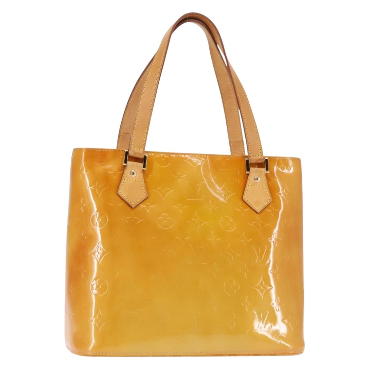 LOUIS VUITTON Monogram Vernis Houston Hand Bag Beige M91004 LV Auth 145966