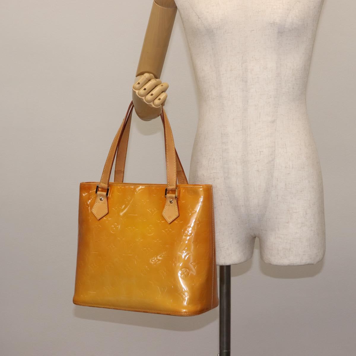 LOUIS VUITTON Monogram Vernis Houston Hand Bag Beige M91004 LV Auth 145966