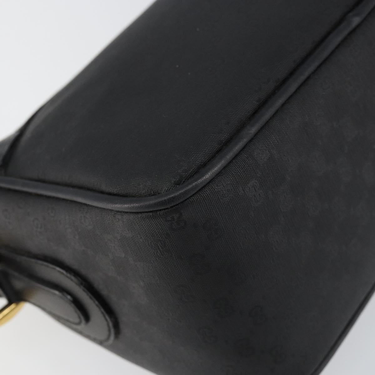 GUCCI Micro GG Supreme Shoulder Bag PVC Black Gold Auth 145968