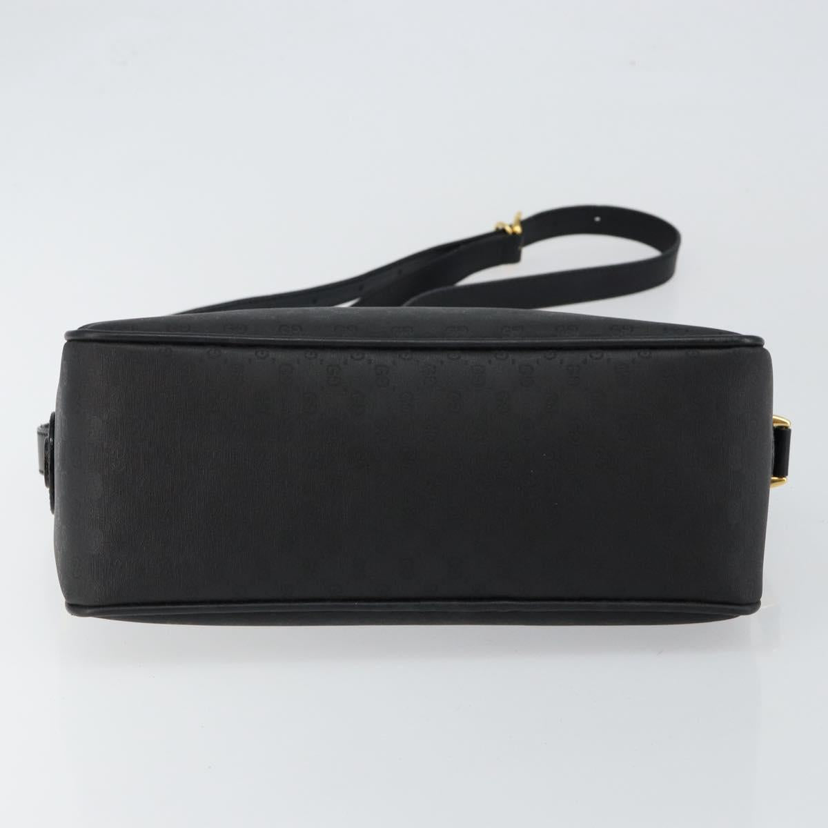 GUCCI Micro GG Supreme Shoulder Bag PVC Black Gold Auth 145968