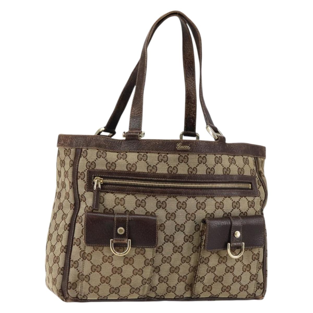 GUCCI GG Canvas Abbey Tote Bag Beige Gold 146247 Auth 145969