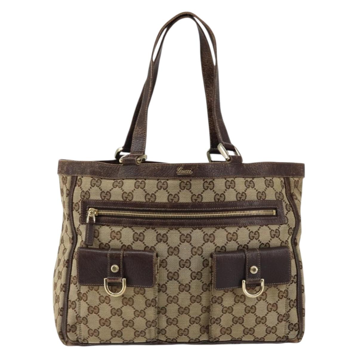 GUCCI GG Canvas Abbey Tote Bag Beige Gold 146247 Auth 145969