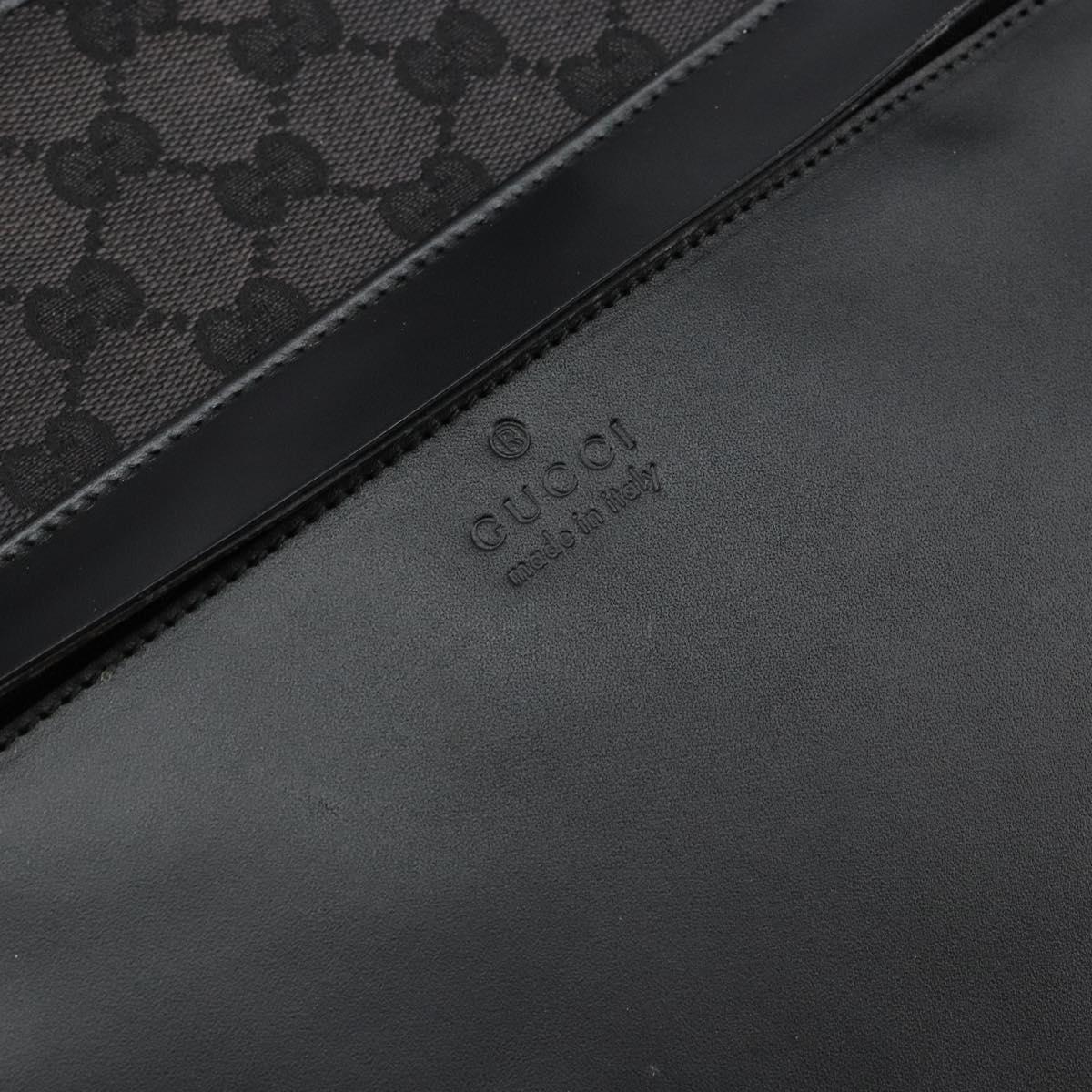 GUCCI GG Canvas Tote Bag Black Silver 019 0426 Auth 145970