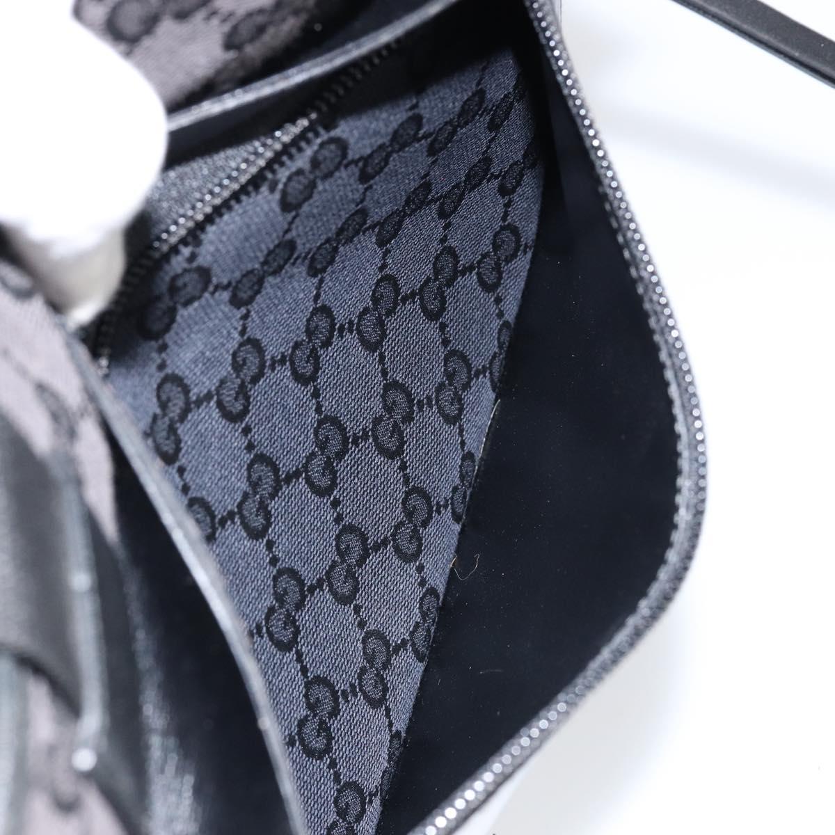 GUCCI GG Canvas Tote Bag Black Silver 019 0426 Auth 145970