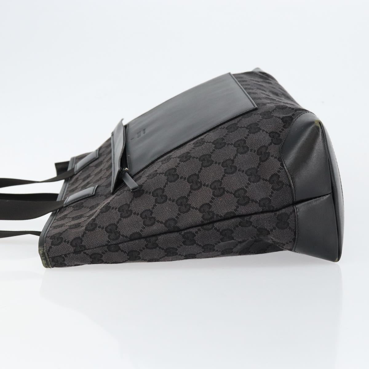 GUCCI GG Canvas Tote Bag Black Silver 019 0426 Auth 145970