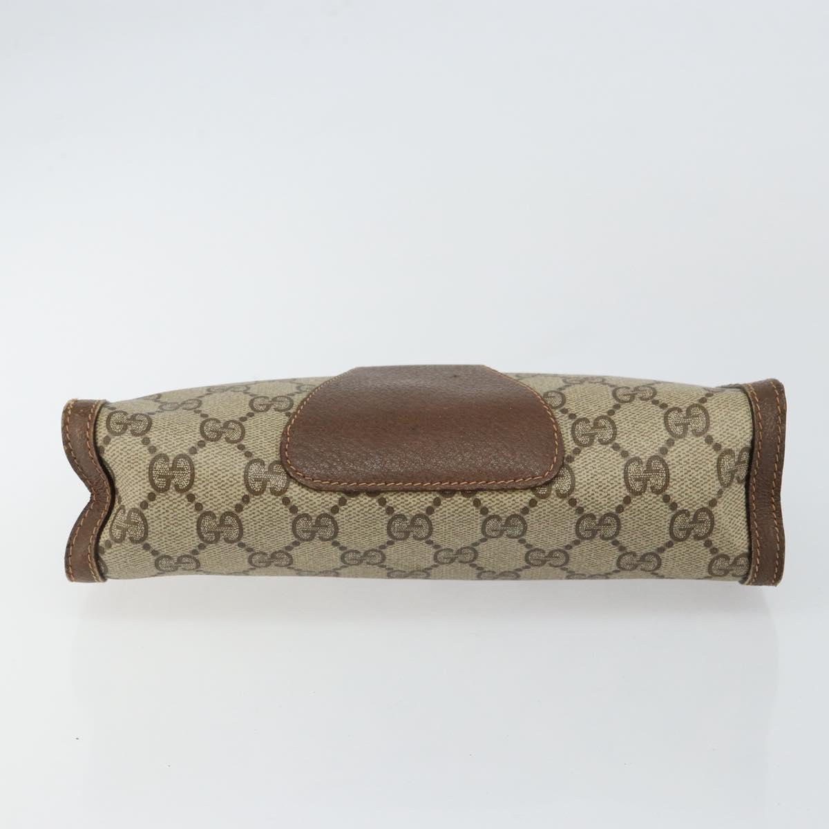 GUCCI GG Supreme Web Sherry Line Clutch Bag PVC Beige Gold 89 01 032 Auth 145971