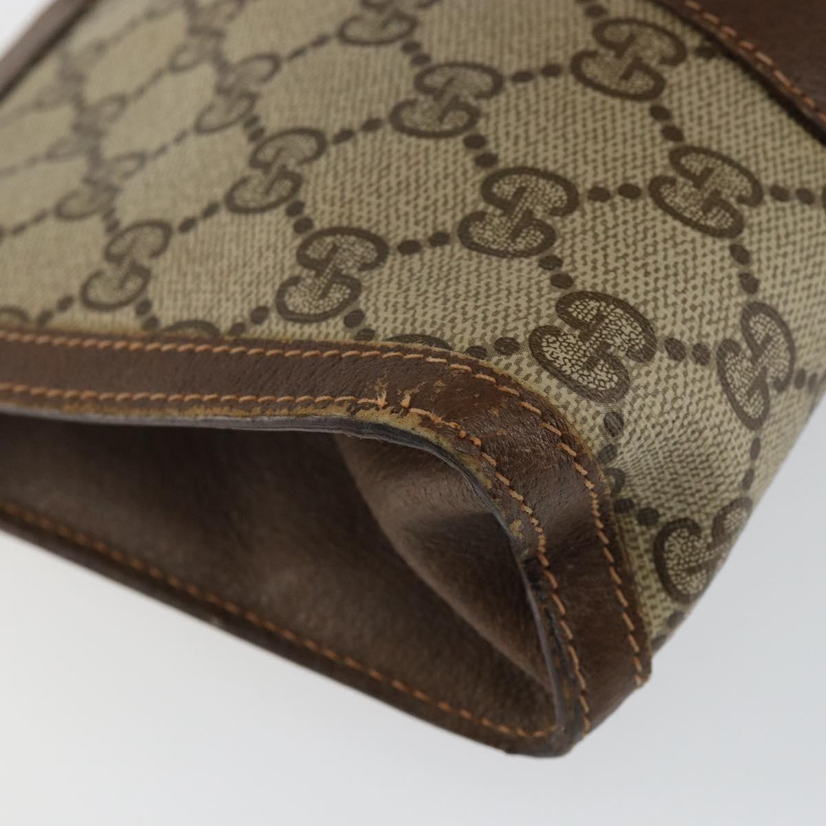 GUCCI GG Supreme Web Sherry Line Clutch Bag PVC Beige Gold 89 01 032 Auth 145971