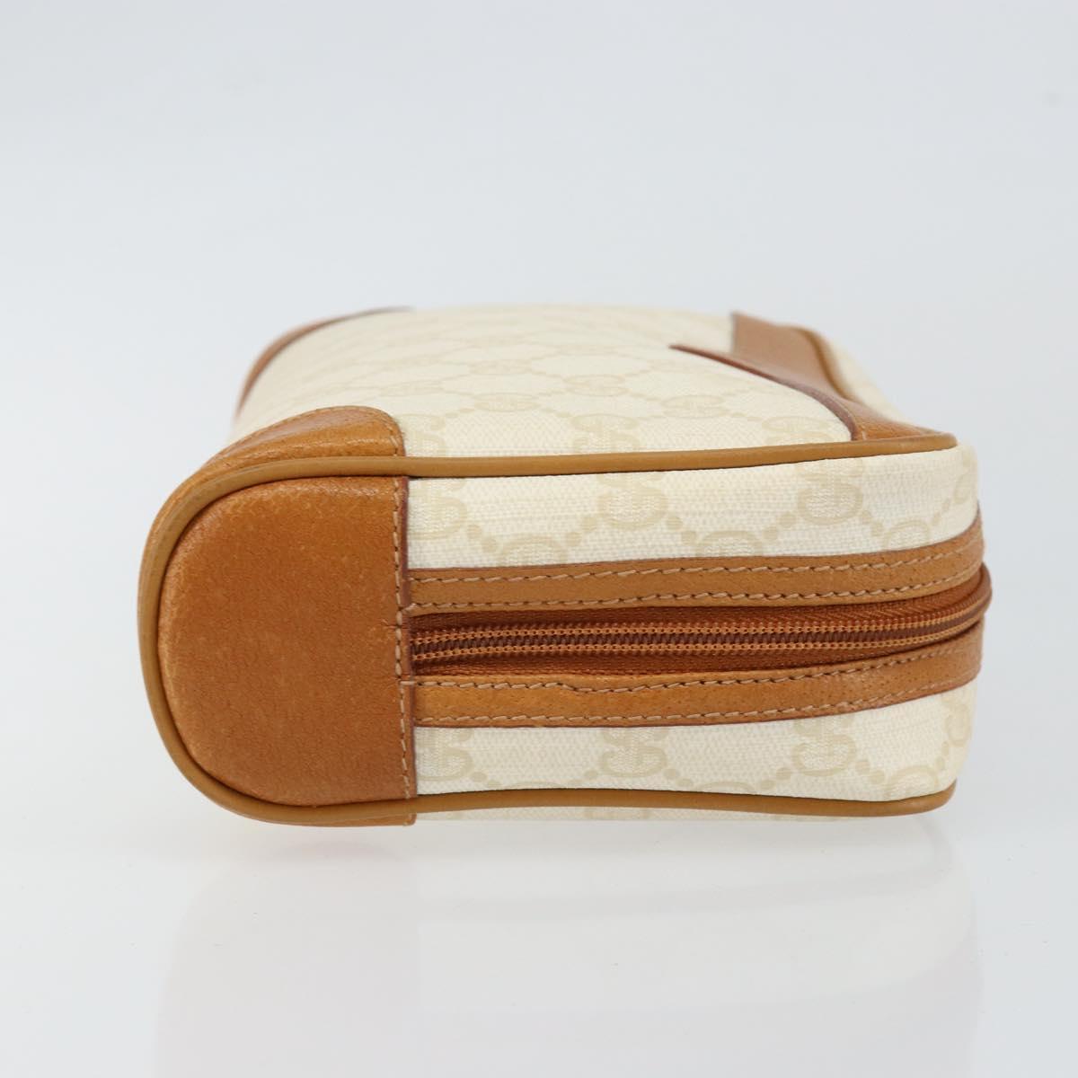 GUCCI GG Canvas Clutch Bag White Gold Auth 145972