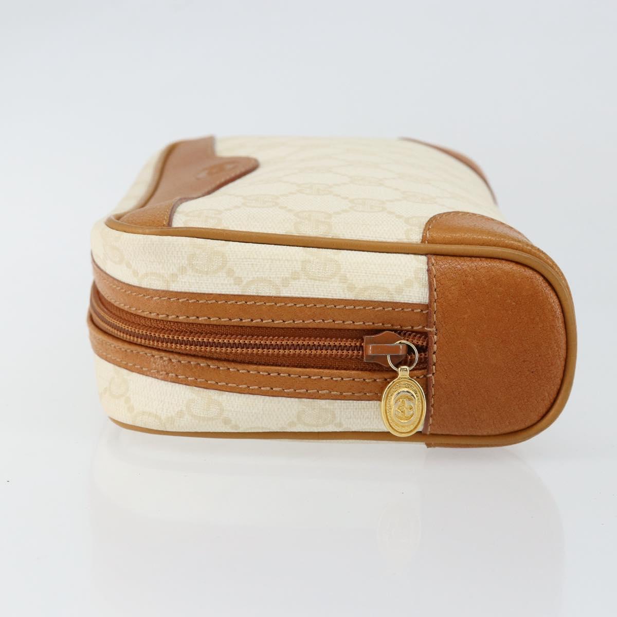 GUCCI GG Canvas Clutch Bag White Gold Auth 145972