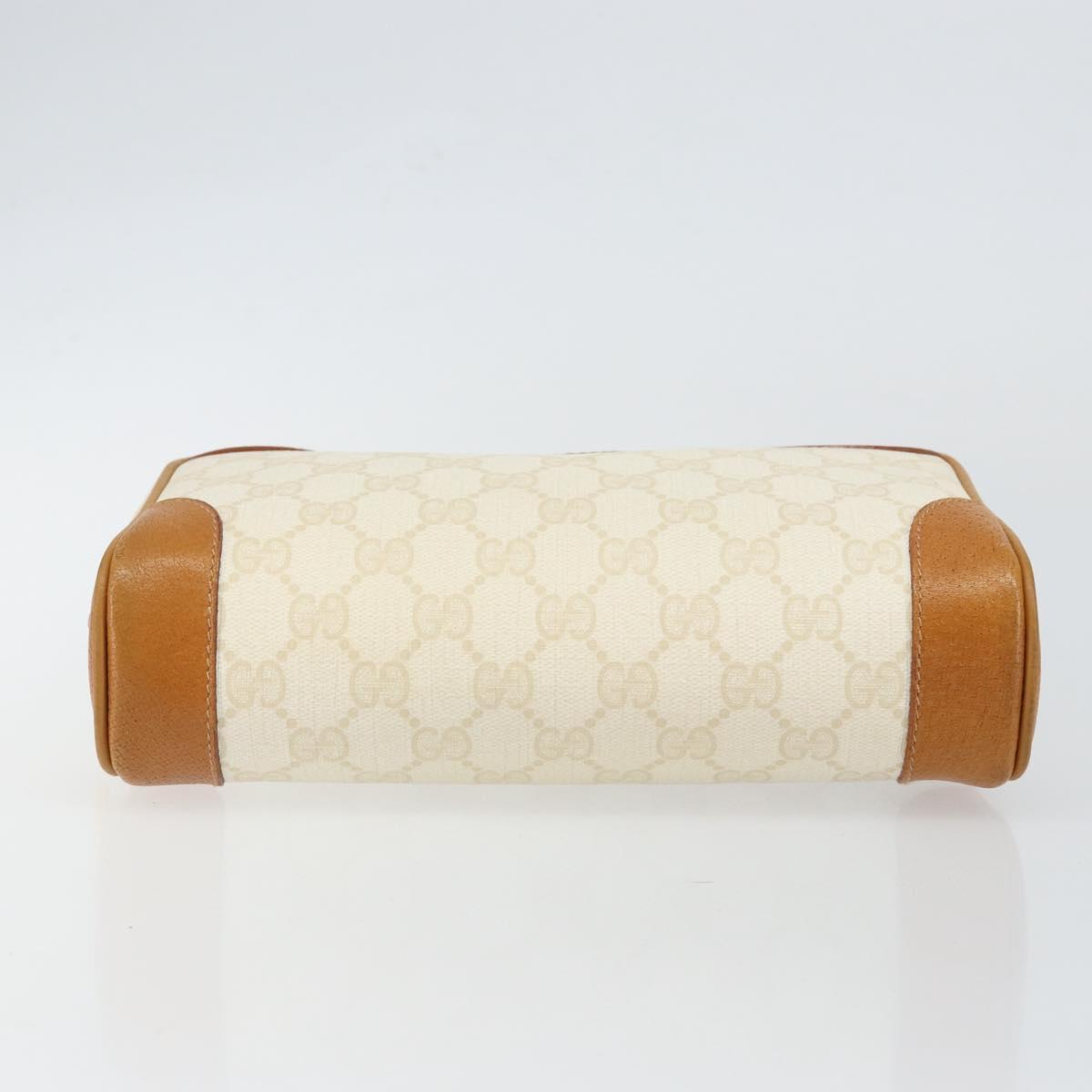 GUCCI GG Canvas Clutch Bag White Gold Auth 145972