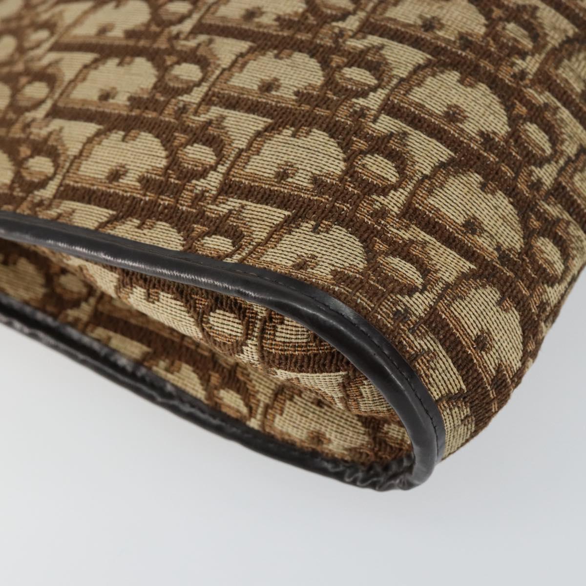 Christian Dior Trotter Canvas Shoulder Bag Beige Gold Auth 145973