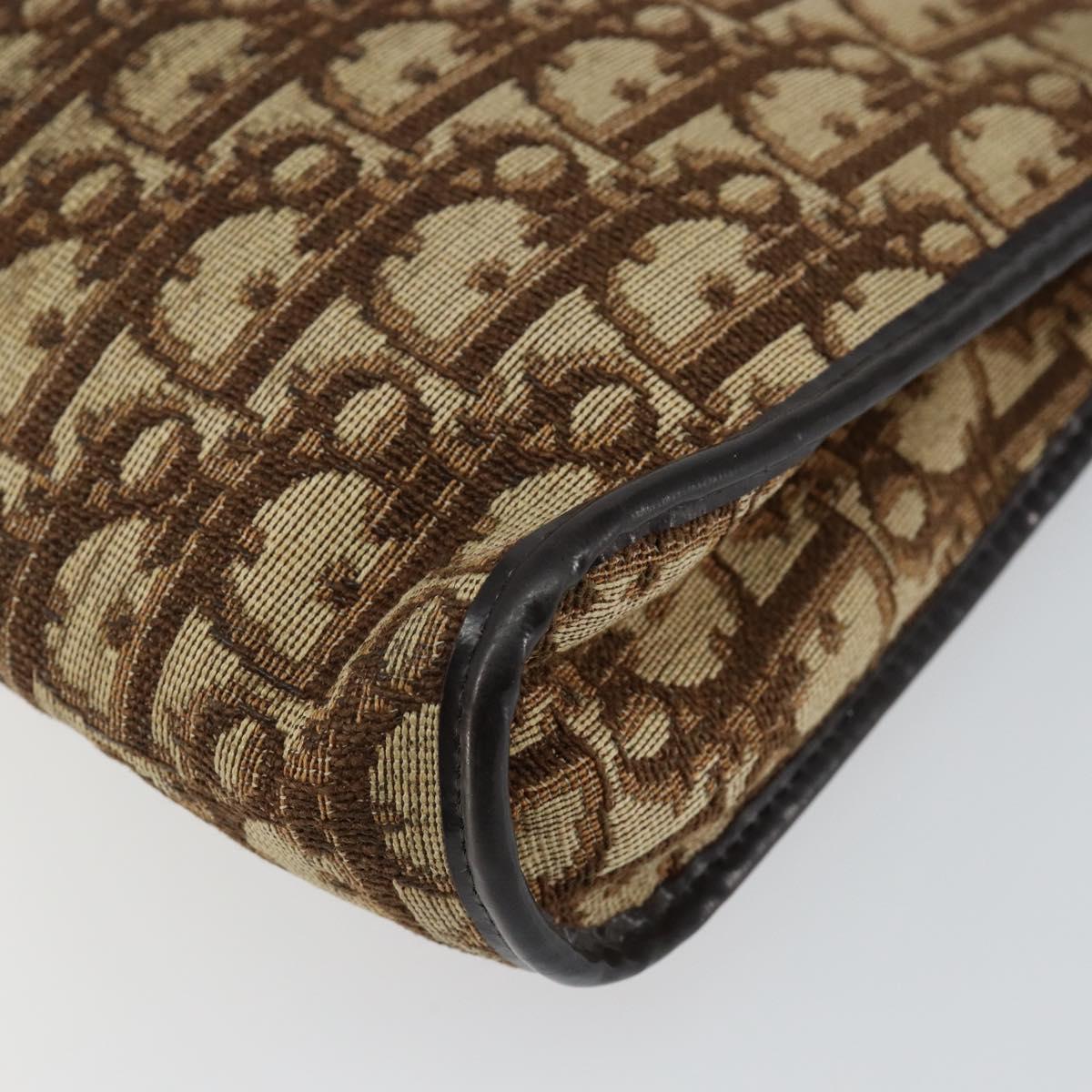 Christian Dior Trotter Canvas Shoulder Bag Beige Gold Auth 145973