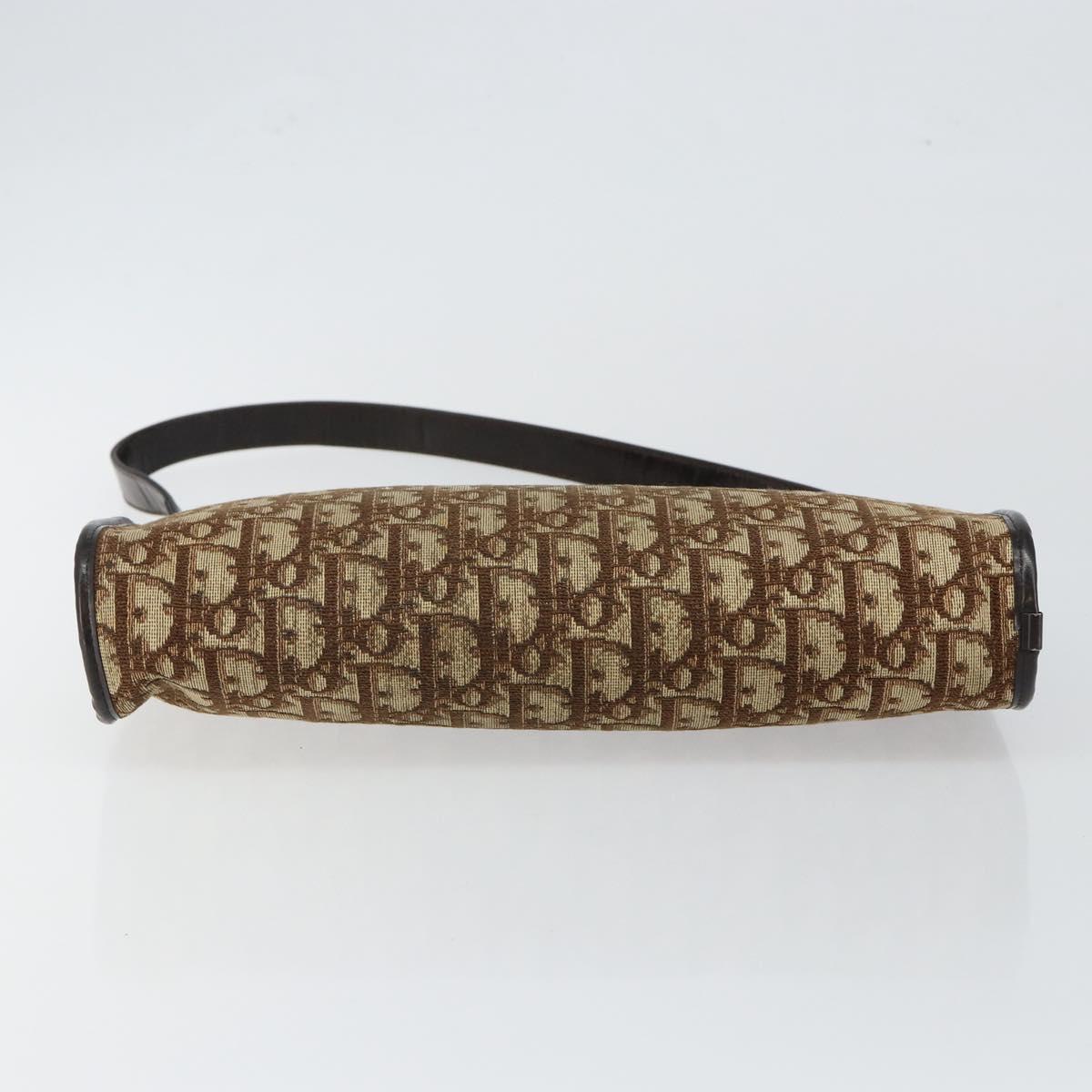 Christian Dior Trotter Canvas Shoulder Bag Beige Gold Auth 145973