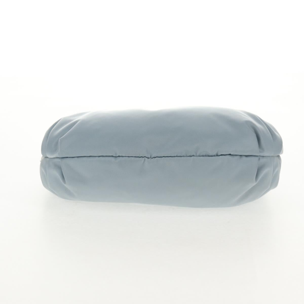 PRADA Chain Shoulder Bag Nylon Light Blue Silver Auth 145974M