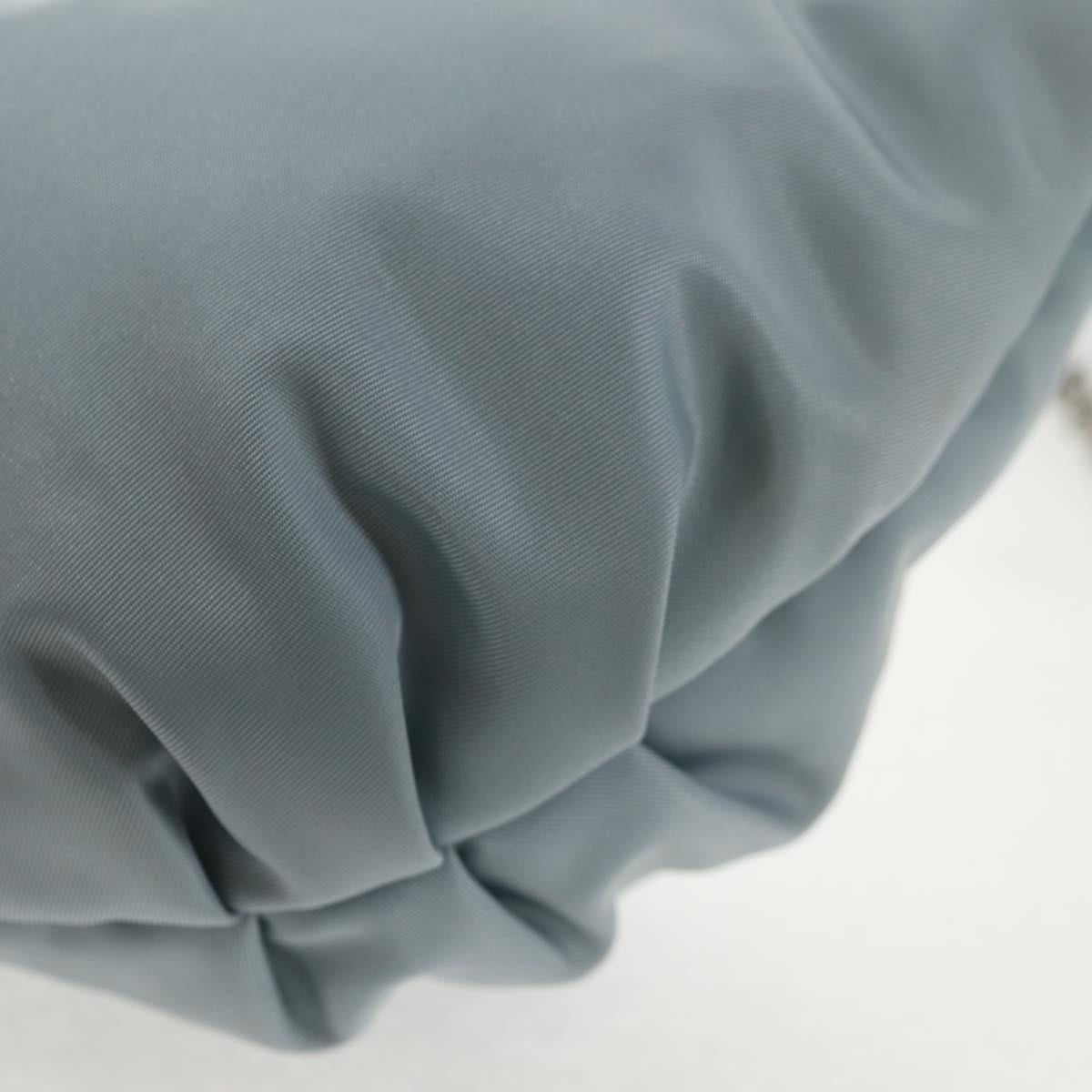 PRADA Chain Shoulder Bag Nylon Light Blue Silver Auth 145974M