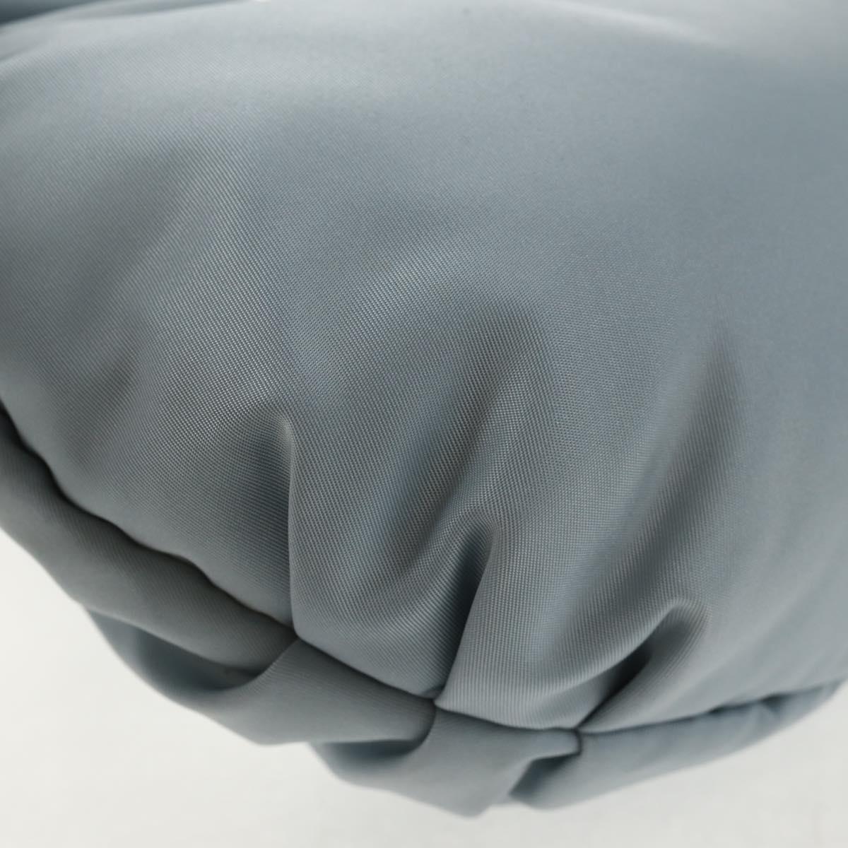 PRADA Chain Shoulder Bag Nylon Light Blue Silver Auth 145974M