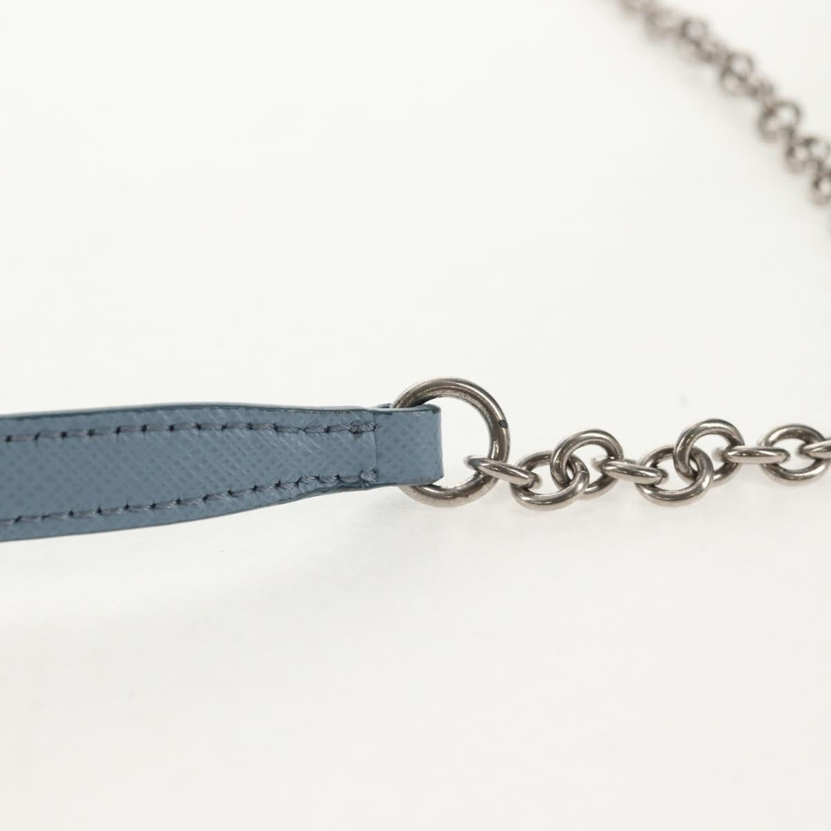 PRADA Chain Shoulder Bag Nylon Light Blue Silver Auth 145974M