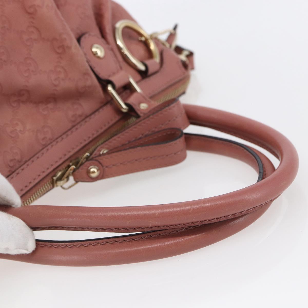 GUCCI GG Canvas Guccissima Hand Bag Leather 2way Pink Gold 247902 Auth 145986