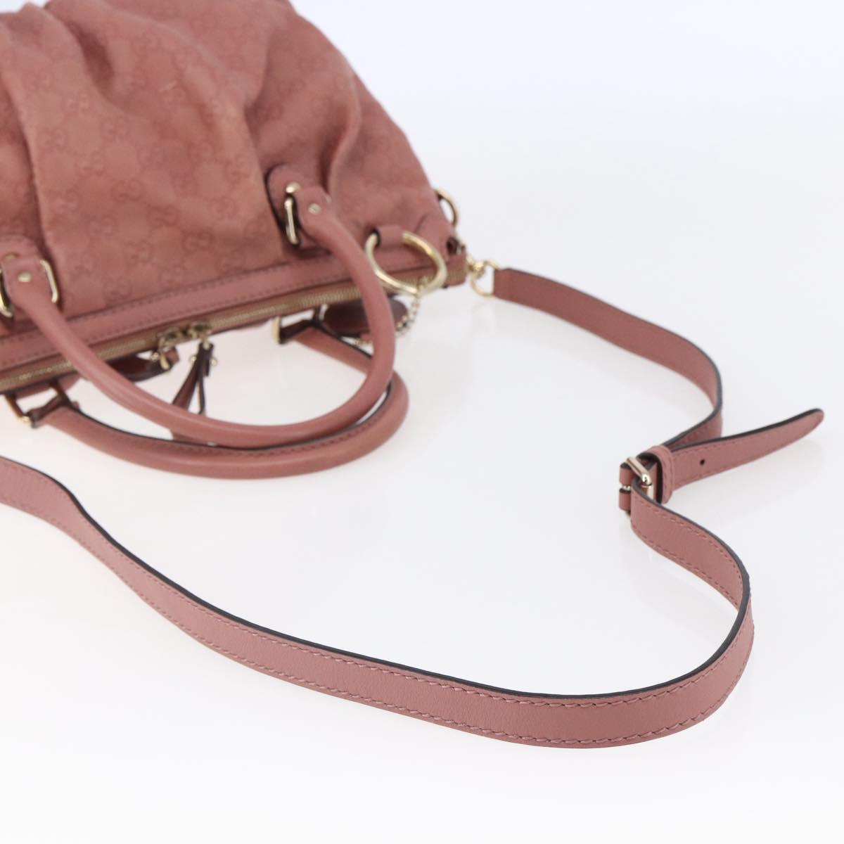 GUCCI GG Canvas Guccissima Hand Bag Leather 2way Pink Gold 247902 Auth 145986