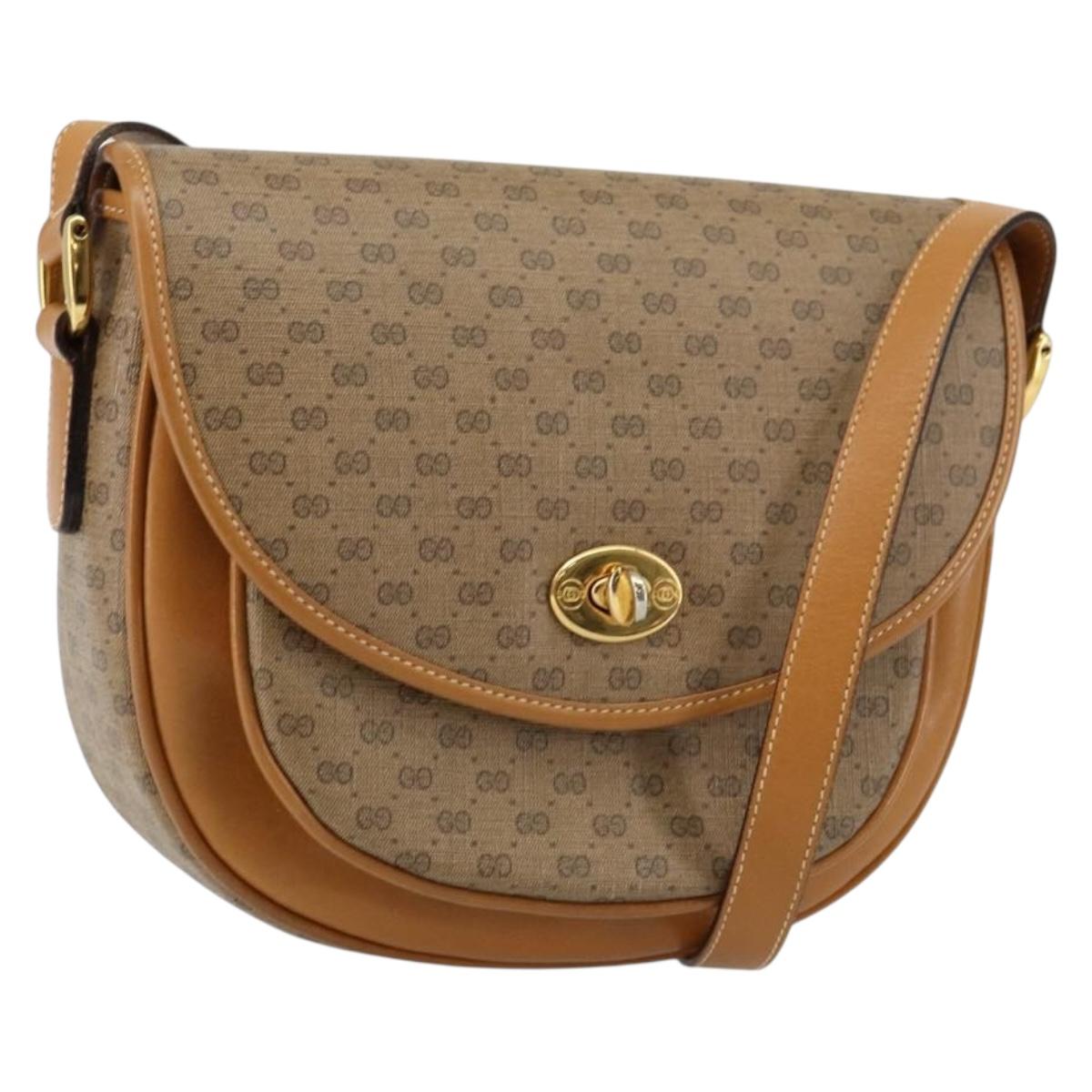 GUCCI Micro GG Supreme Shoulder Bag PVC Beige Gold 001 084 0259 Auth 145987