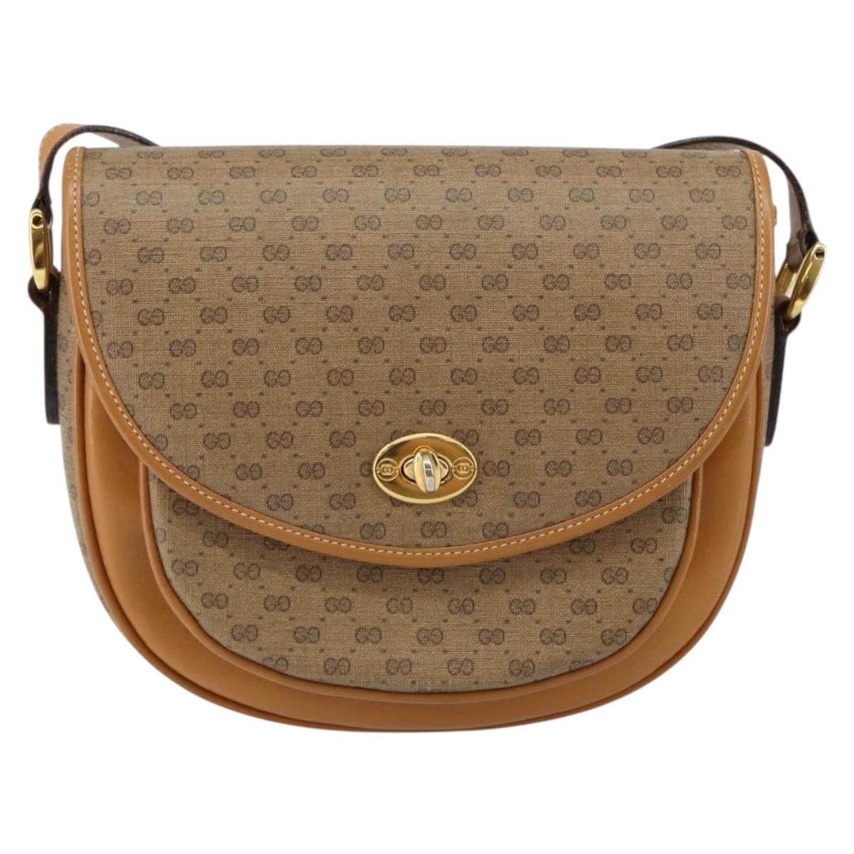GUCCI Micro GG Supreme Shoulder Bag PVC Beige Gold 001 084 0259 Auth 145987