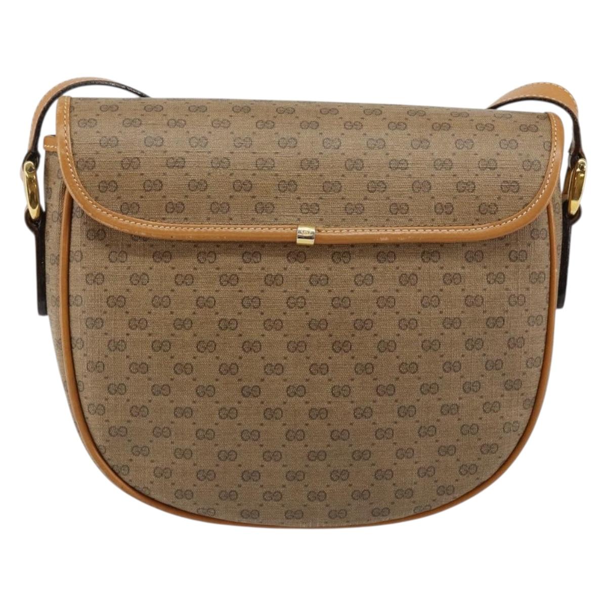 GUCCI Micro GG Supreme Shoulder Bag PVC Beige Gold 001 084 0259 Auth 145987