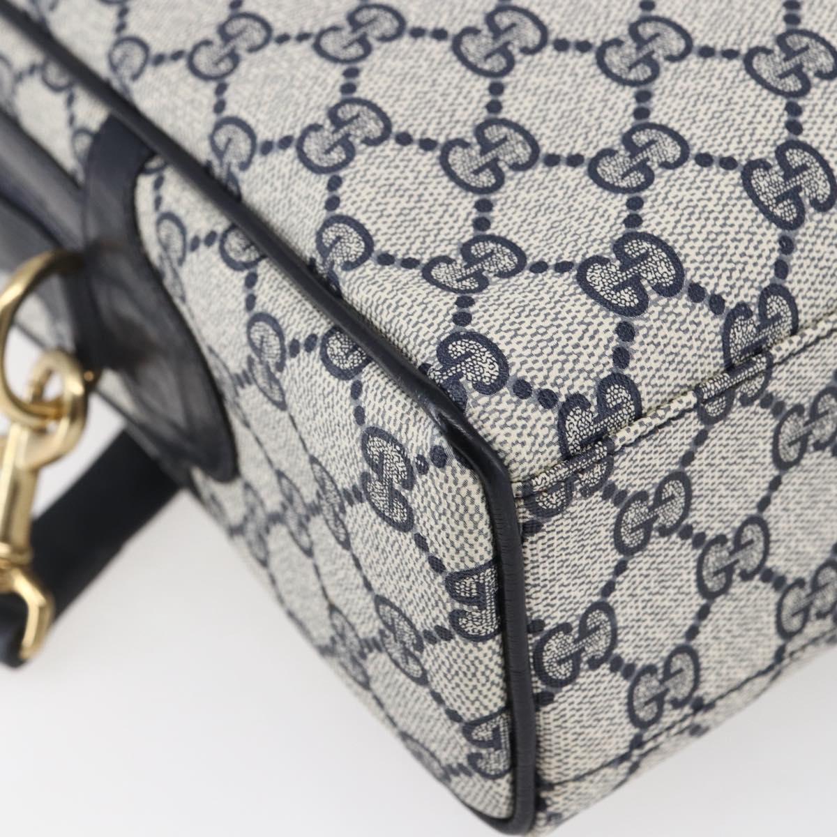 GUCCI GG Supreme Sherry Line Shoulder Bag PVC 2way Navy Gold 010 378 Auth 145988