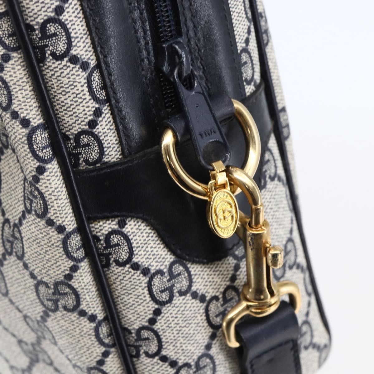 GUCCI GG Supreme Sherry Line Shoulder Bag PVC 2way Navy Gold 010 378 Auth 145988