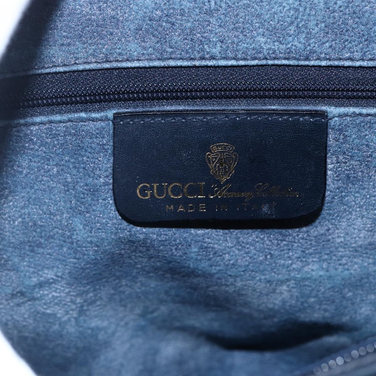GUCCI GG Supreme Sherry Line Shoulder Bag PVC 2way Navy Gold 010 378 Auth 145988