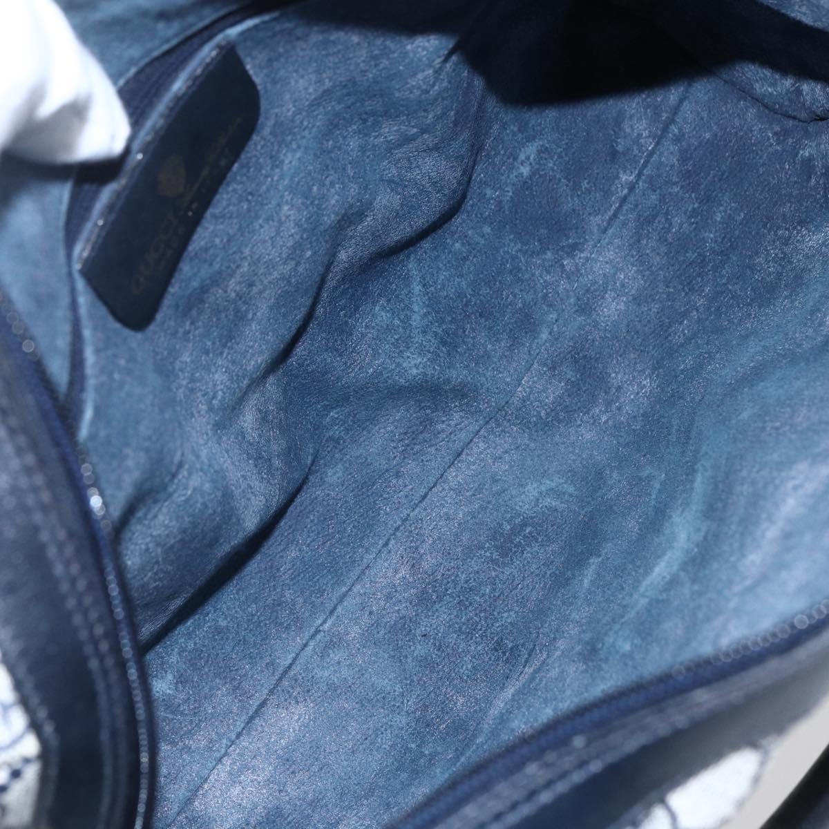 GUCCI GG Supreme Sherry Line Shoulder Bag PVC 2way Navy Gold 010 378 Auth 145988