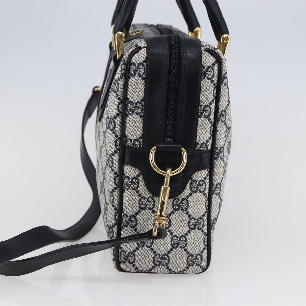 GUCCI GG Supreme Sherry Line Shoulder Bag PVC 2way Navy Gold 010 378 Auth 145988