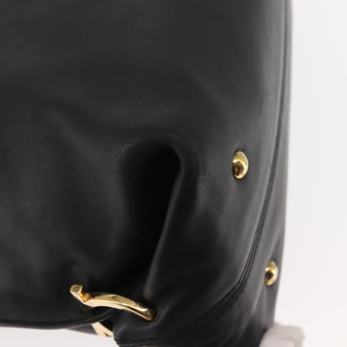 Salvatore Ferragamo Gancini Sofia Hand Bag Leather Black Gold Auth 145991