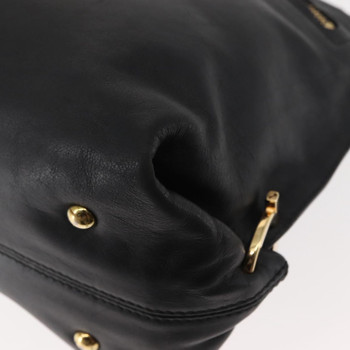 Salvatore Ferragamo Gancini Sofia Hand Bag Leather Black Gold Auth 145991