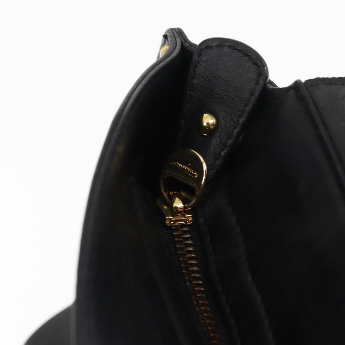 Salvatore Ferragamo Gancini Sofia Hand Bag Leather Black Gold Auth 145991