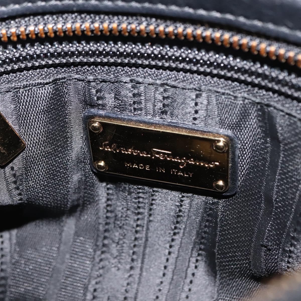 Salvatore Ferragamo Gancini Sofia Hand Bag Leather Black Gold Auth 145991