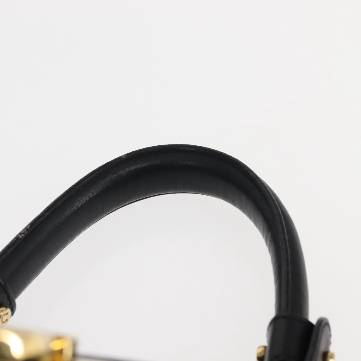 Salvatore Ferragamo Gancini Sofia Hand Bag Leather Black Gold Auth 145991